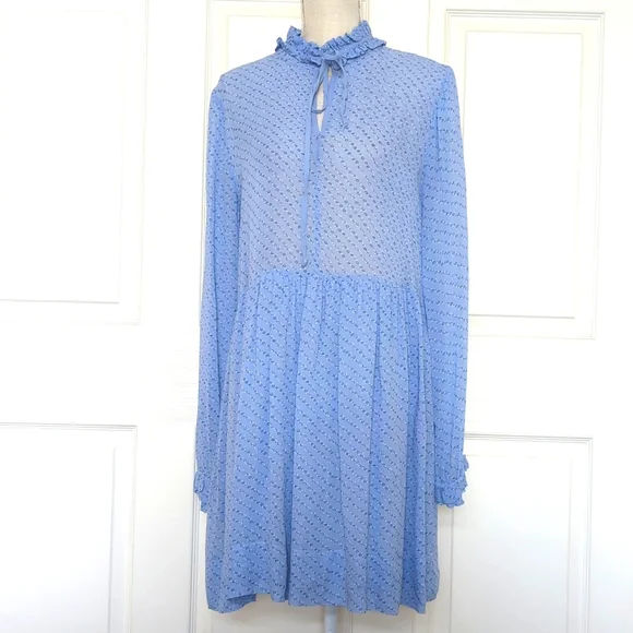 GANNI Blue Floral Printed Georgette Dress GANNI Blue Floral Printed Georgette Dress